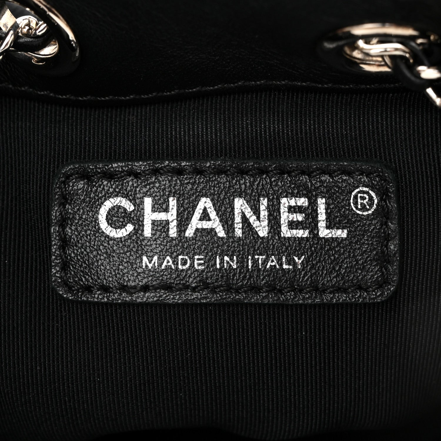 Chanel Crumpled Calfskin Quilted Chain All Over Drawstring Bucket Bag Black 6 of 10