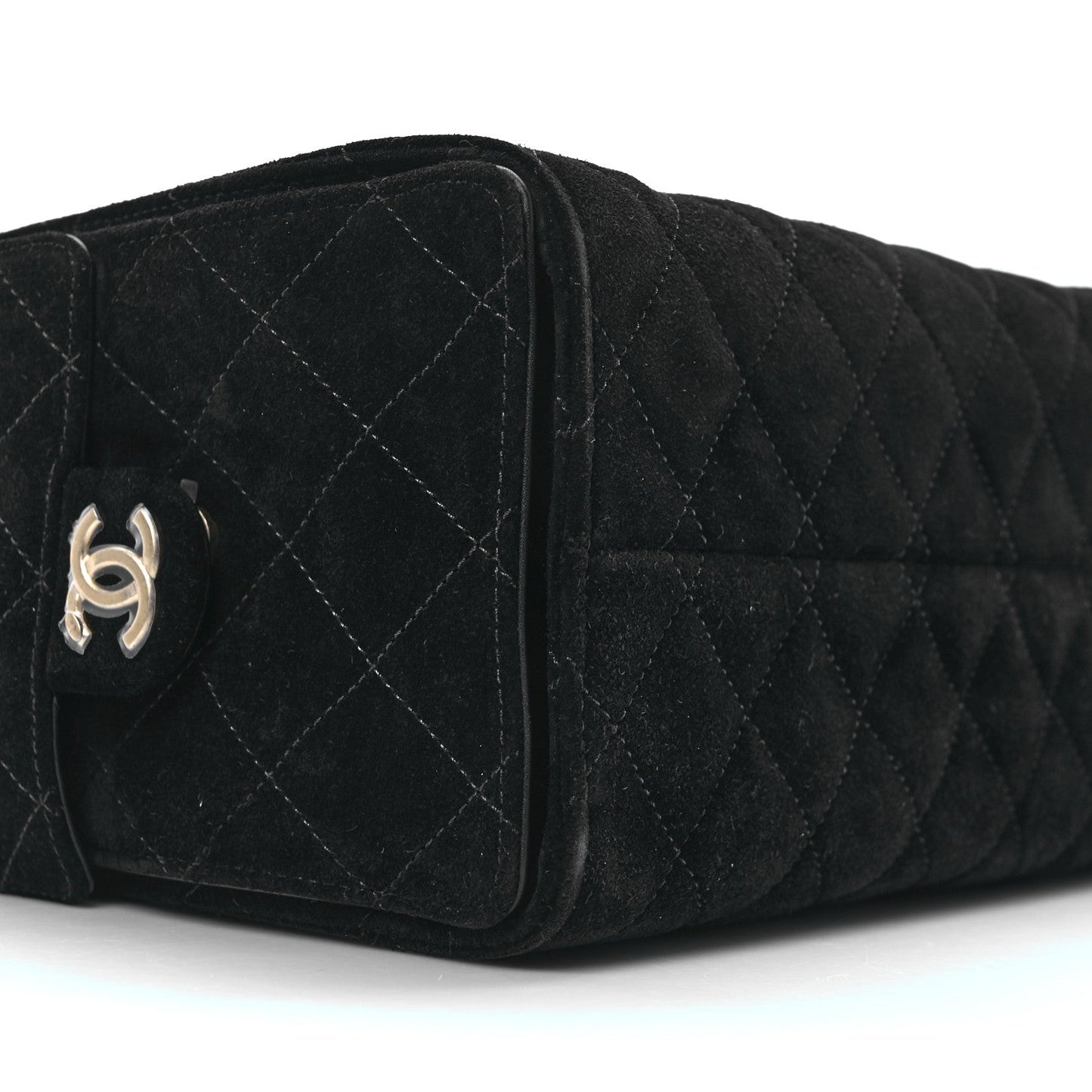 Suede Quilted Small Chanel 25 Handbag Black