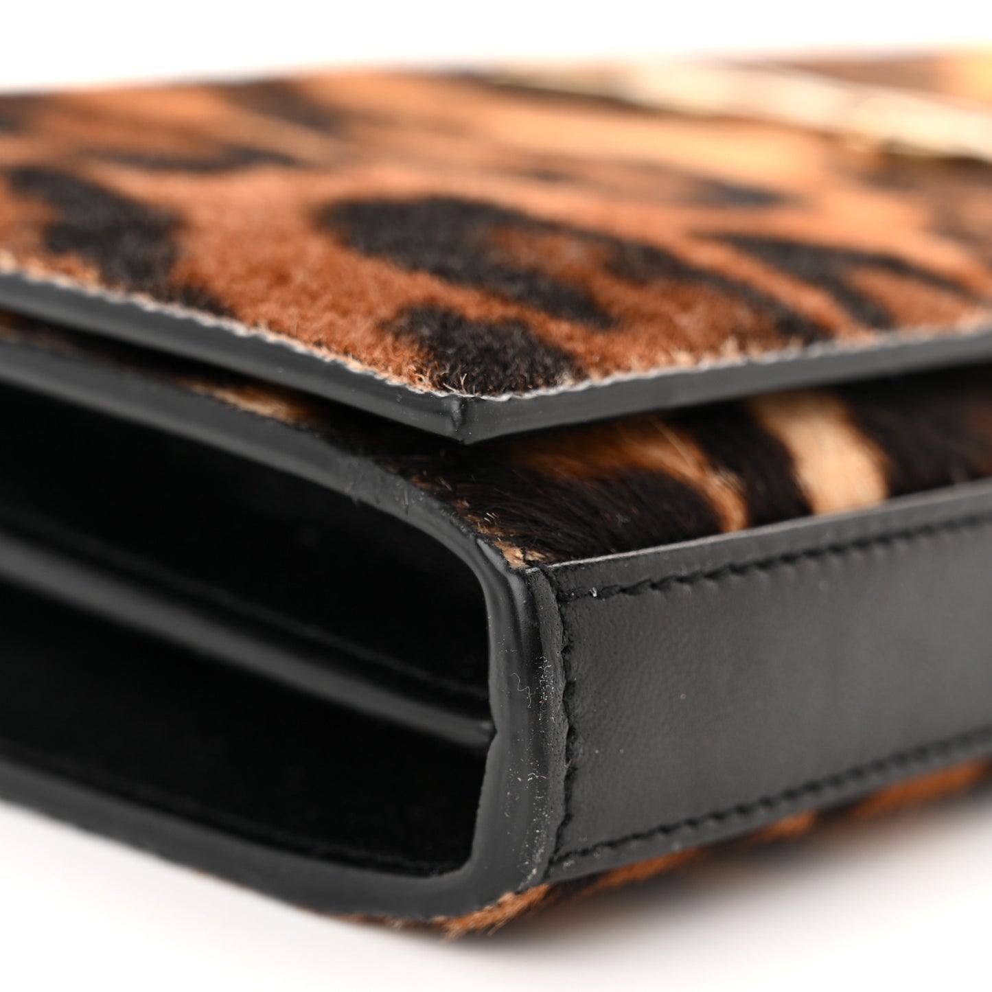 Calf Hair Monogram Chain Wallet Leopard