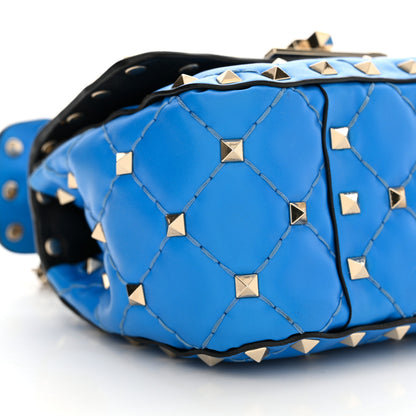 Valentino Garavani Calfskin Micro Rockstud Spike Shoulder Bag Blue Fluo 8 of 9