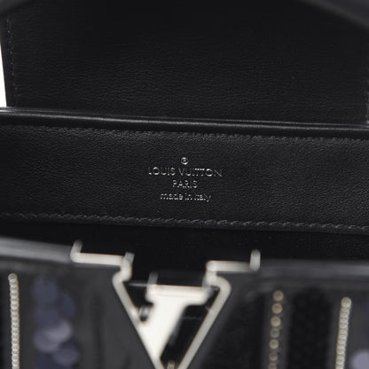 Louis Vuitton Calfskin Sequin Beaded Capucines Mini Black 6 of 11