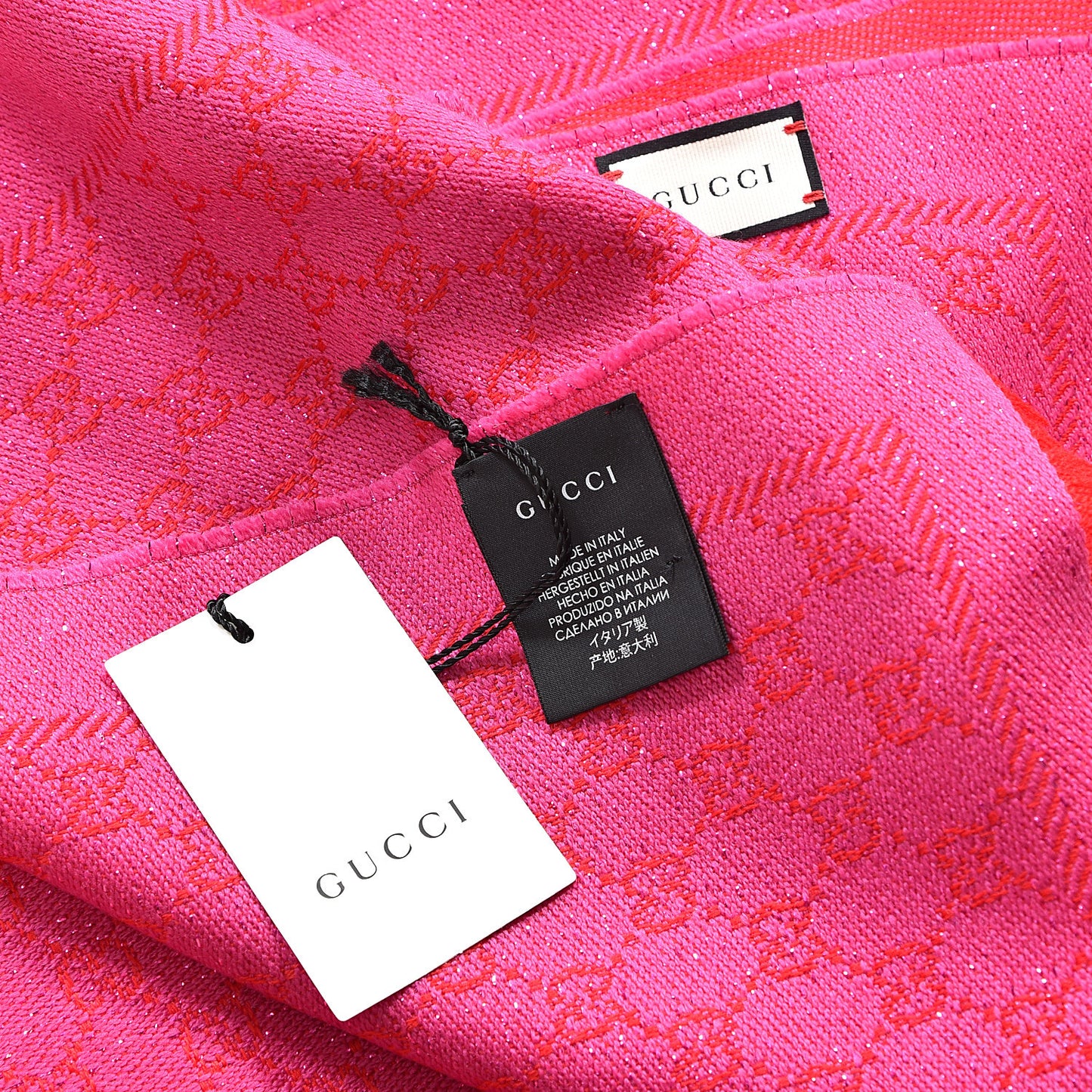 Wool Lame Jacquard GG Monogram Stenlux Scarf Red Pink