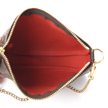 Louis Vuitton Damier Ebene 2019 Christmas Animation Mini Pochette Accessories Red 4 of 6