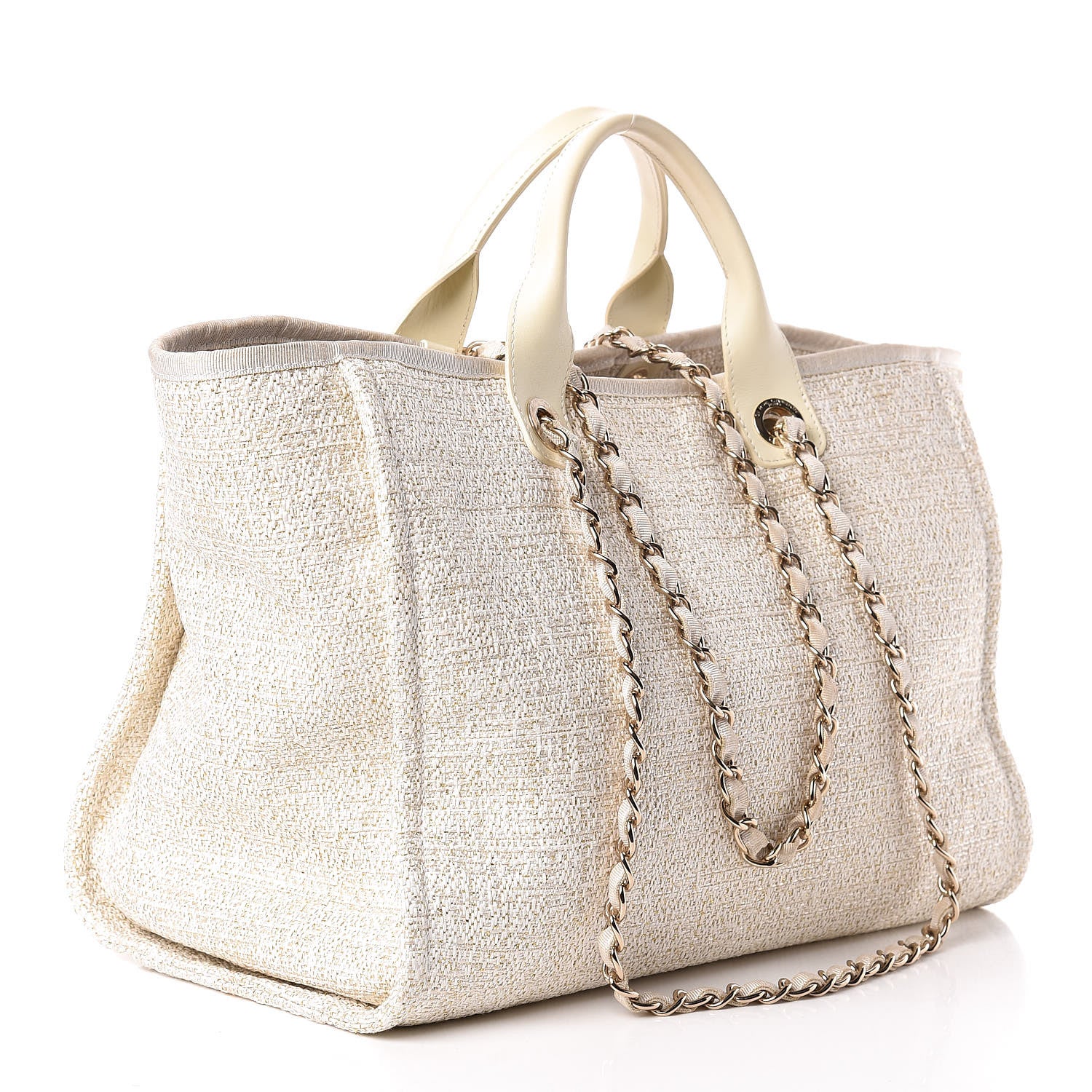 Chanel Canvas Large Deauville Tote Ivory 3 of 13