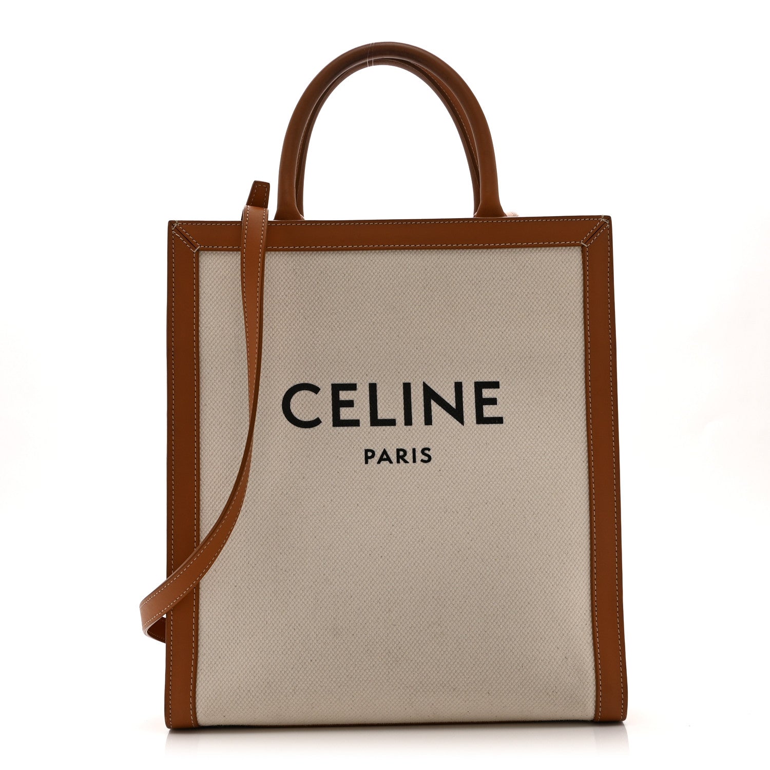 Celine Canvas Calfskin Small Vertical Cabas Natural Tan 1 of 10
