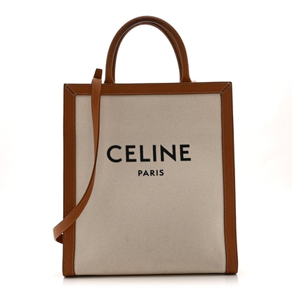 Celine Canvas Calfskin Small Vertical Cabas Natural Tan 1 of 10