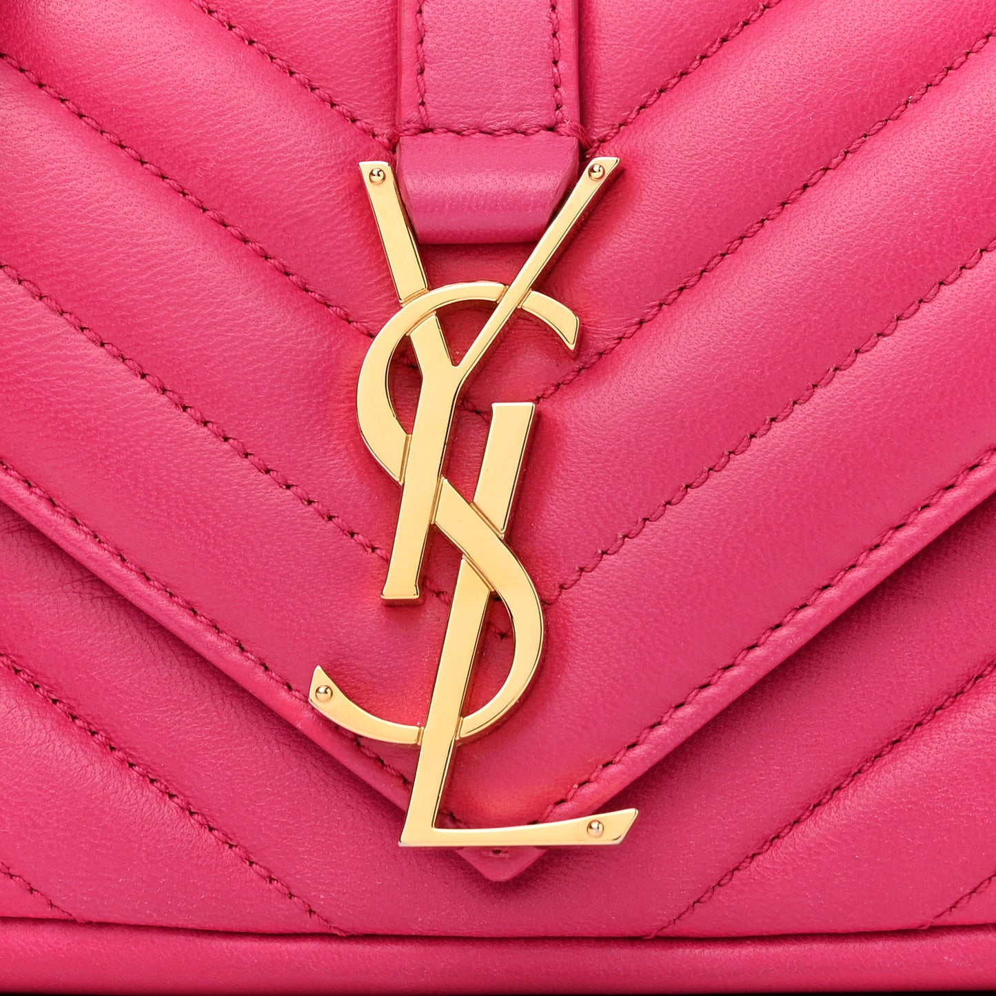 Calfskin Matelasse Chevron Classic Monogram Baby Chain Bag Fuchsia