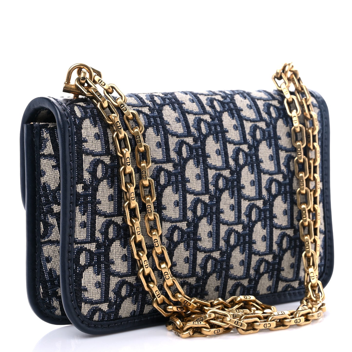 Oblique Small DiorAddict Flap Bag Navy Blue