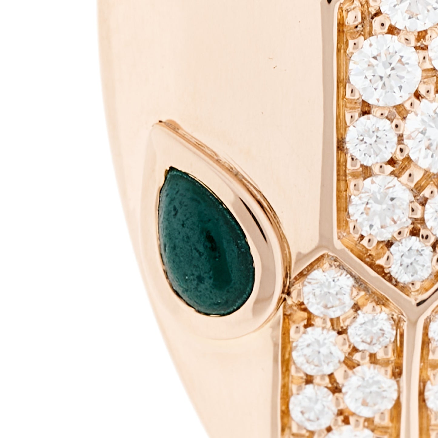 18K Rose Gold Diamond Malachite Serpenti Seduttori Pendant Necklace