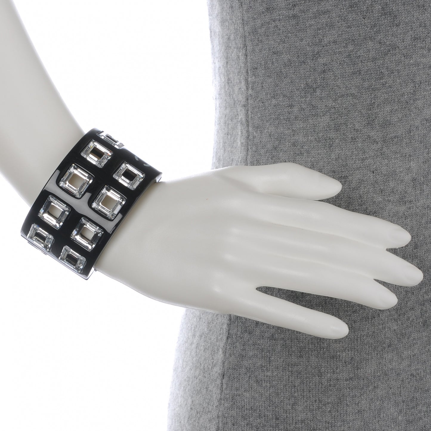 Resin Baguette Crystal CC Cuff Black