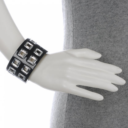 Chanel Resin Baguette Crystal CC Cuff Black 2 of 6