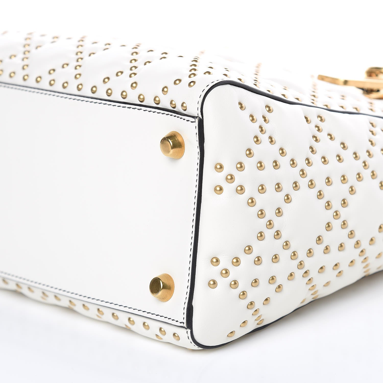 Christian Dior Calfskin Cannage Studded Medium Supple Lady Dior White 9 of 10