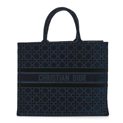 Christian Dior Velvet Cannage Large Book Tote Navy Blue 1 of 10