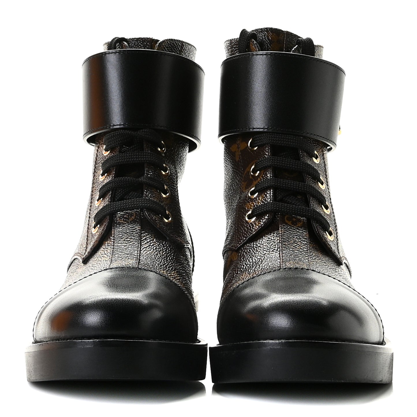 Monogram Calfskin Wonderland Flat Ranger Boots 36 Black
