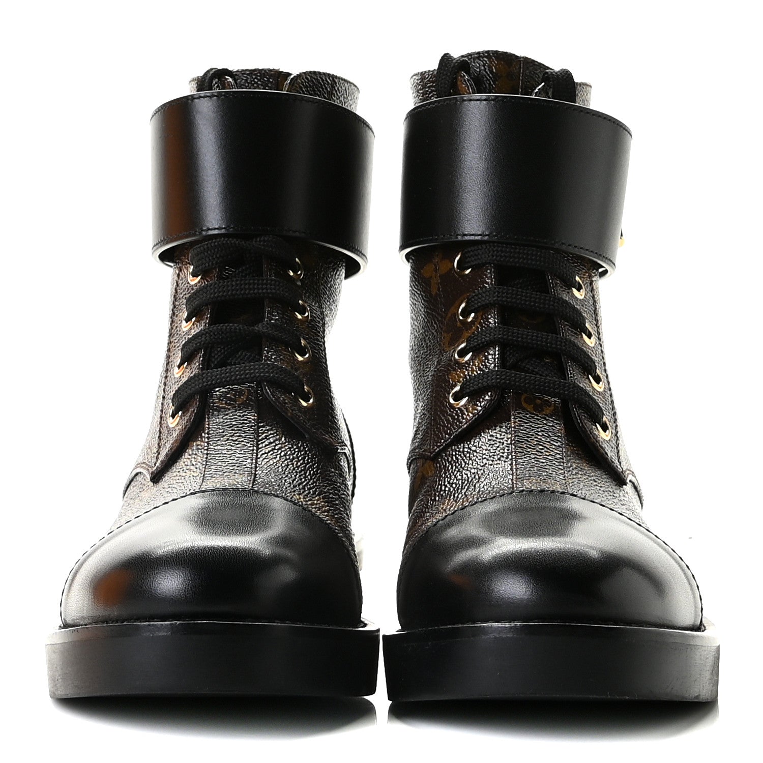 Louis Vuitton Monogram Calfskin Wonderland Flat Ranger Boots 36 Black 3 of 10
