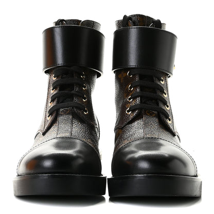 Louis Vuitton Monogram Calfskin Wonderland Flat Ranger Boots 36 Black 3 of 10
