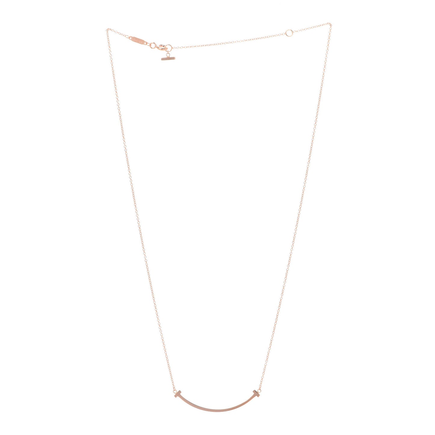 18K Rose Gold Small T Smile Pendant Necklace