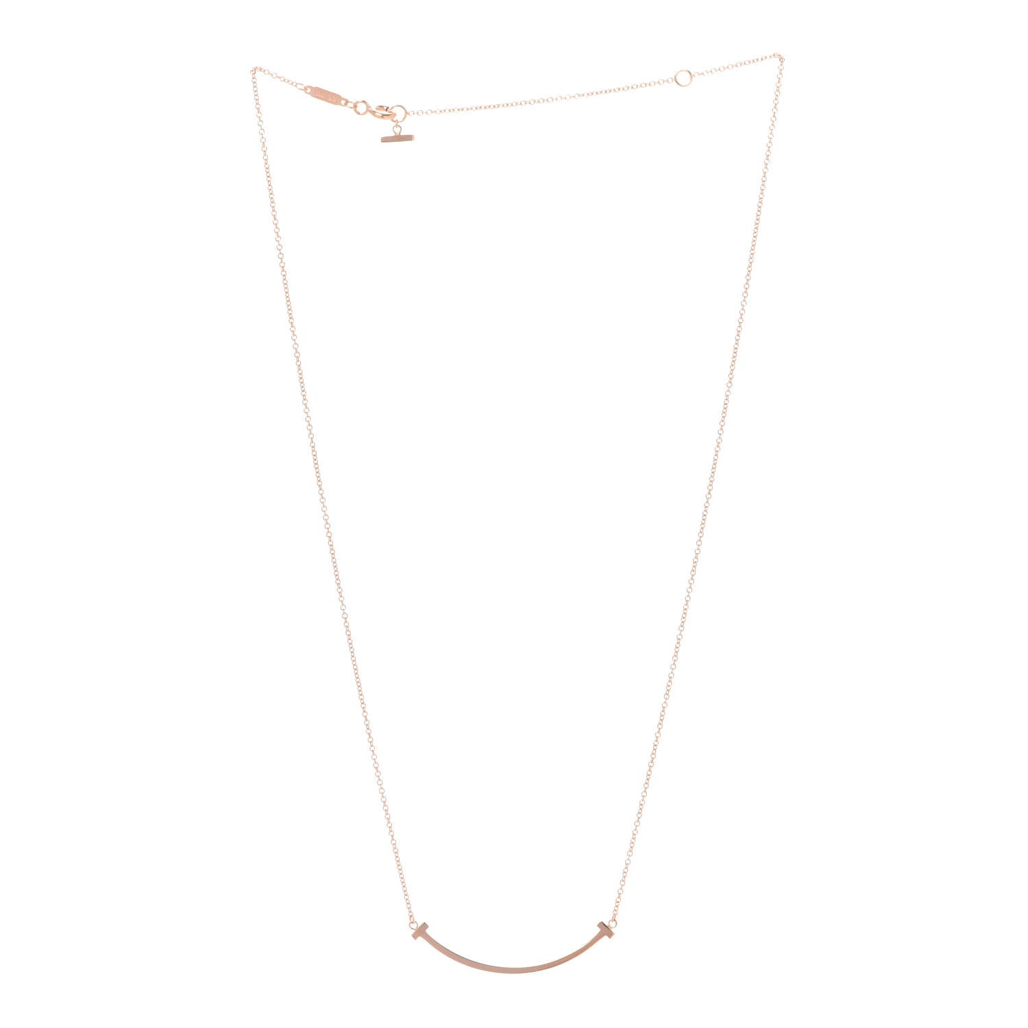 Tiffany 18K Rose Gold Small T Smile Pendant Necklace 3 of 7