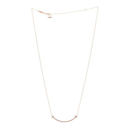 Tiffany 18K Rose Gold Small T Smile Pendant Necklace 3 of 7