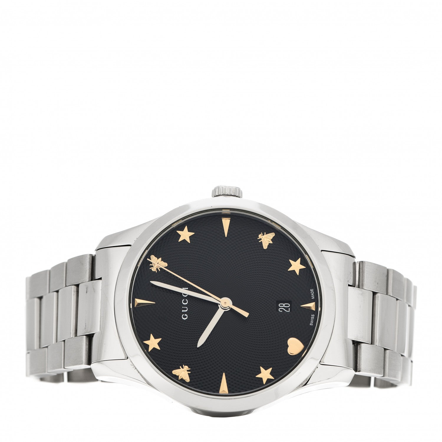 Gucci Stainless Steel 38mm G-Timeless Charm Quartz Watch Black 2 of 5