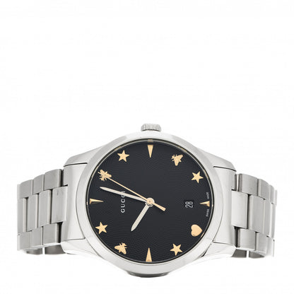 Gucci Stainless Steel 38mm G-Timeless Charm Quartz Watch Black 2 of 5