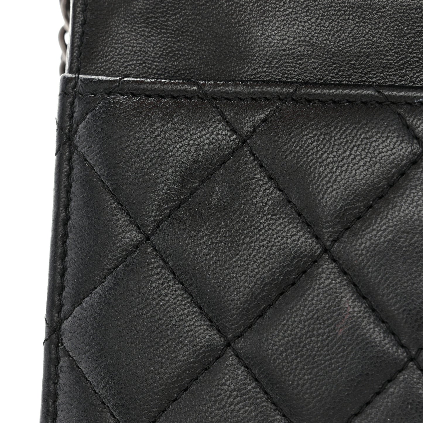 Lambskin Quilted Boy Wallet On Chain WOC Black