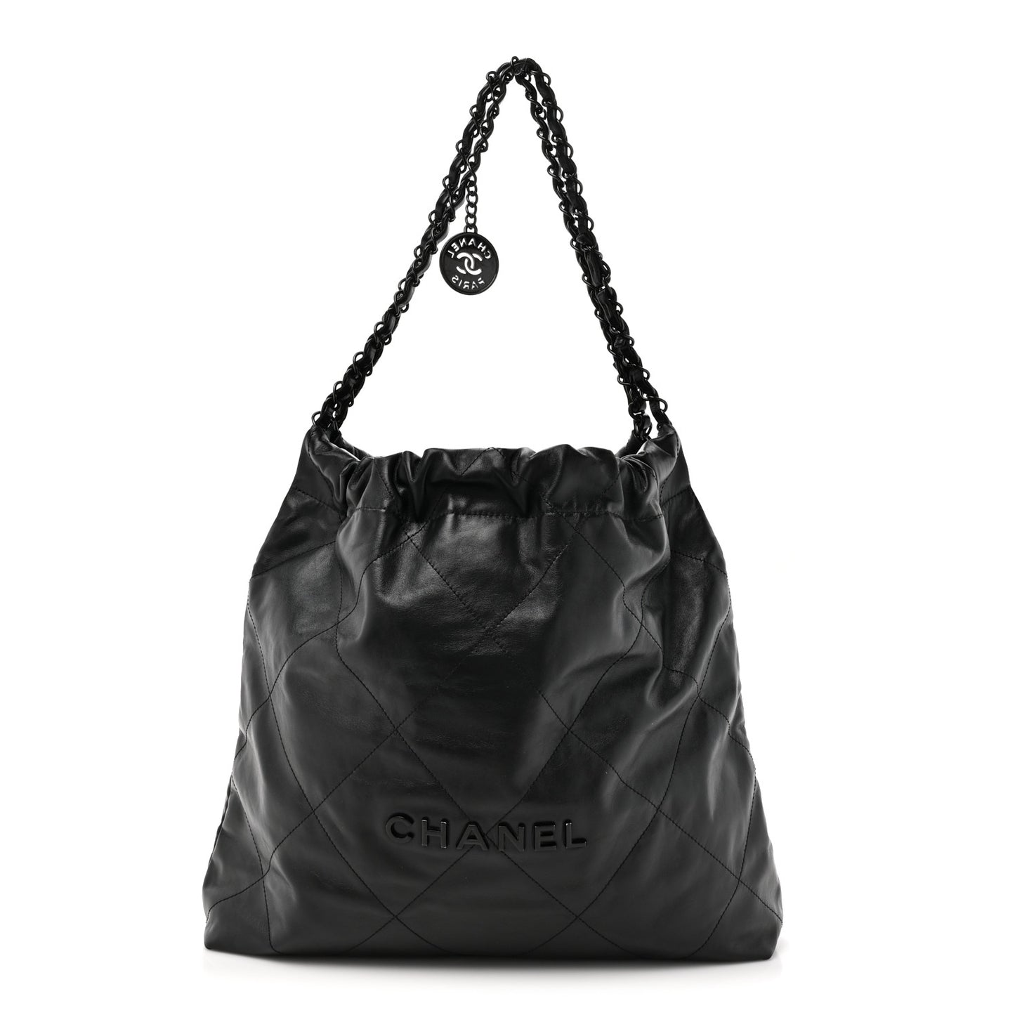 Shiny Calfskin Quilted Chanel 22 So Black