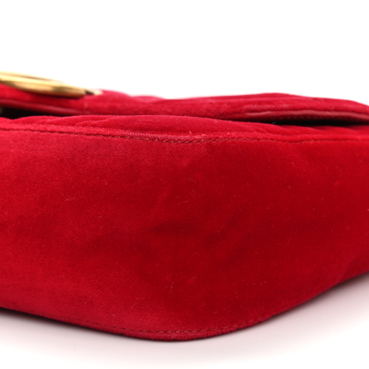 Gucci Velvet Matelasse Mini GG Marmont Shoulder Bag Hibiscus Red 6 of 10