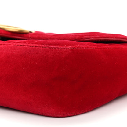 Gucci Velvet Matelasse Mini GG Marmont Shoulder Bag Hibiscus Red 6 of 10