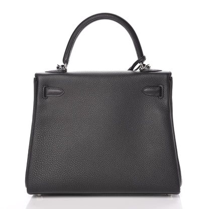 Hermes Togo Horseshoe Kelly Retourne 25 Black Magnolia 4 of 41