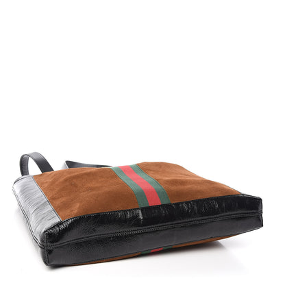 Gucci Suede Patent Web Large Ophidia Vertical Shopping Tote Nocciola Black 5 of 11