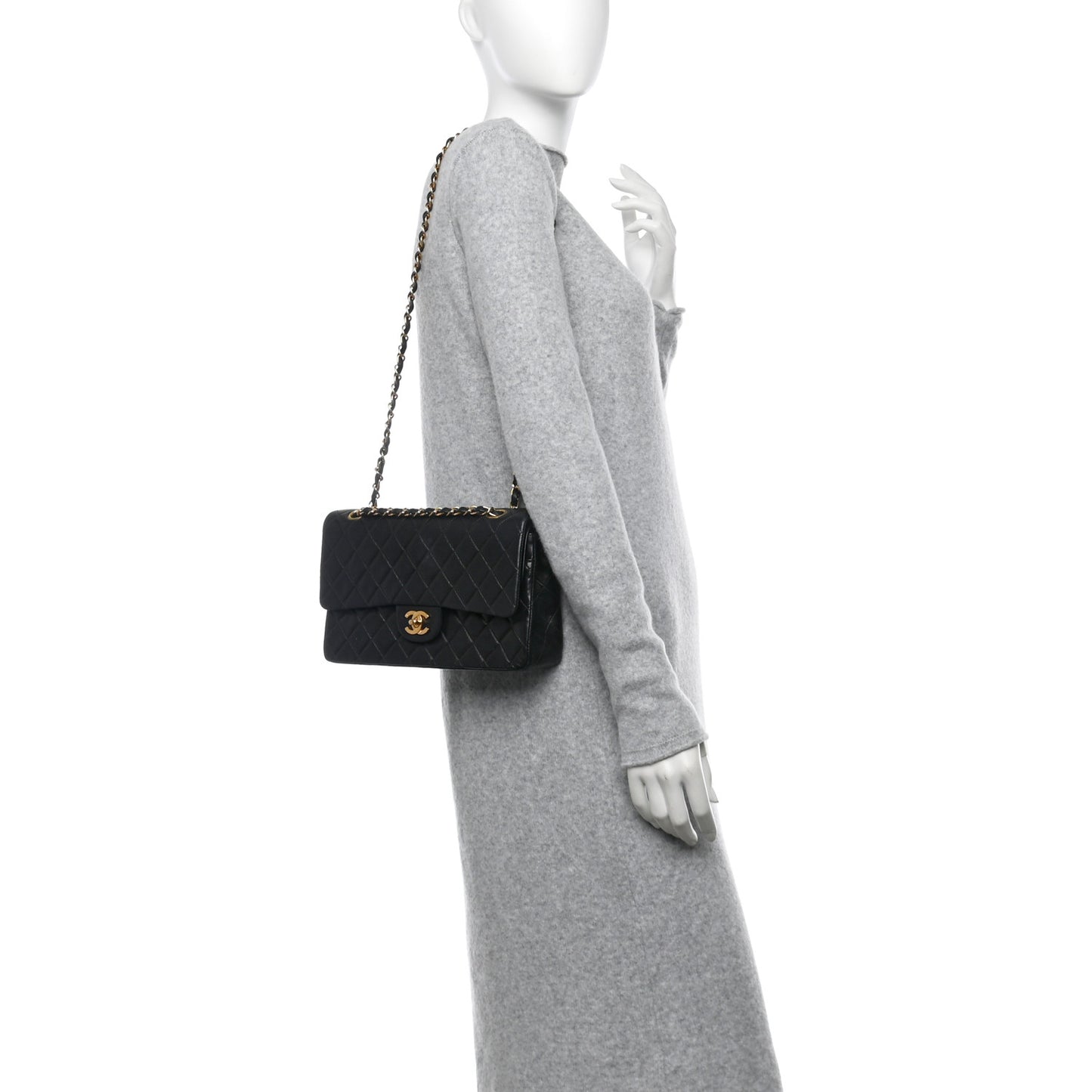 Lambskin Quilted Medium Double Flap Black