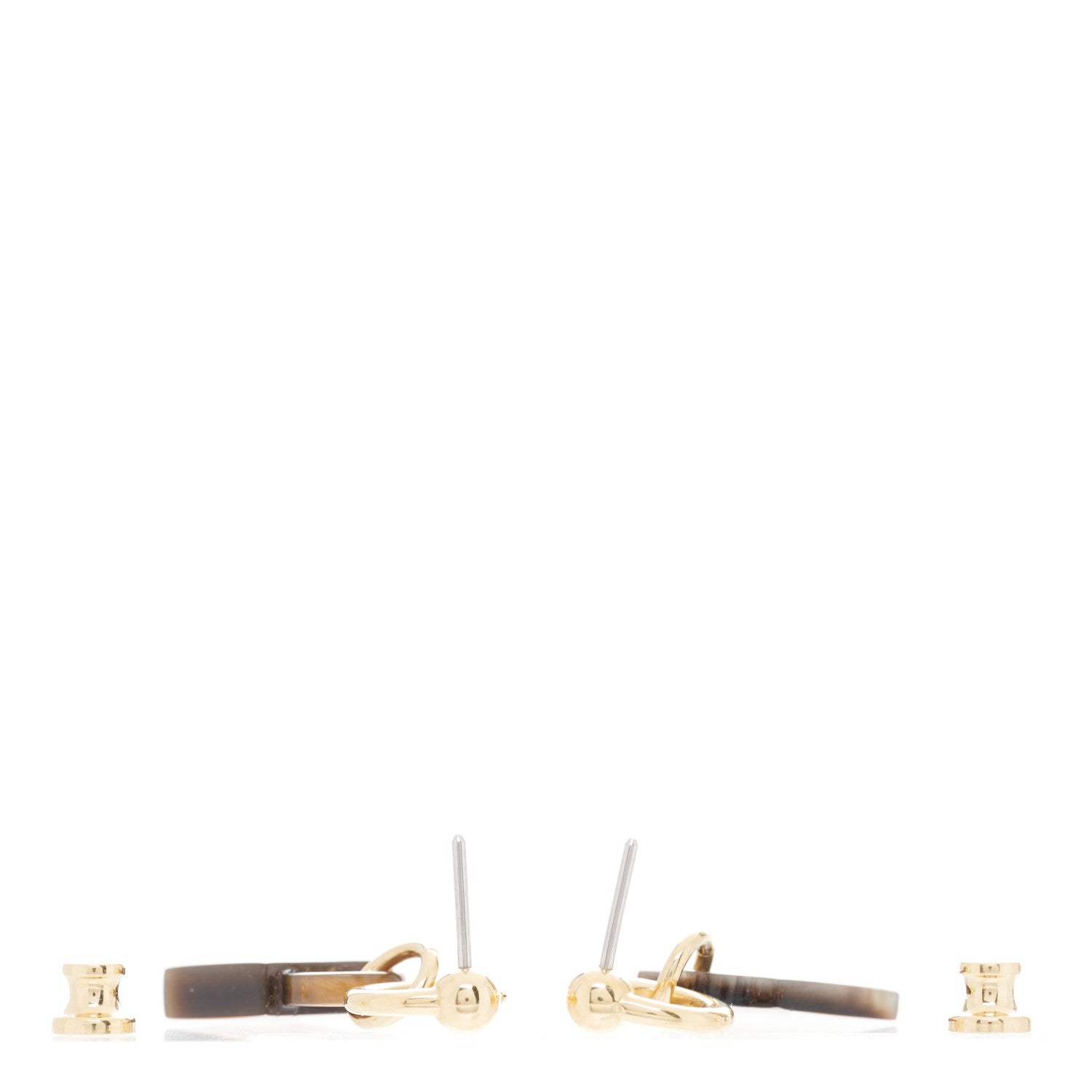 Hermes Permabrass Gold Plated Buffalo Horn Fusion Amulette Maroquinier Earrings Lilas 3 of 4