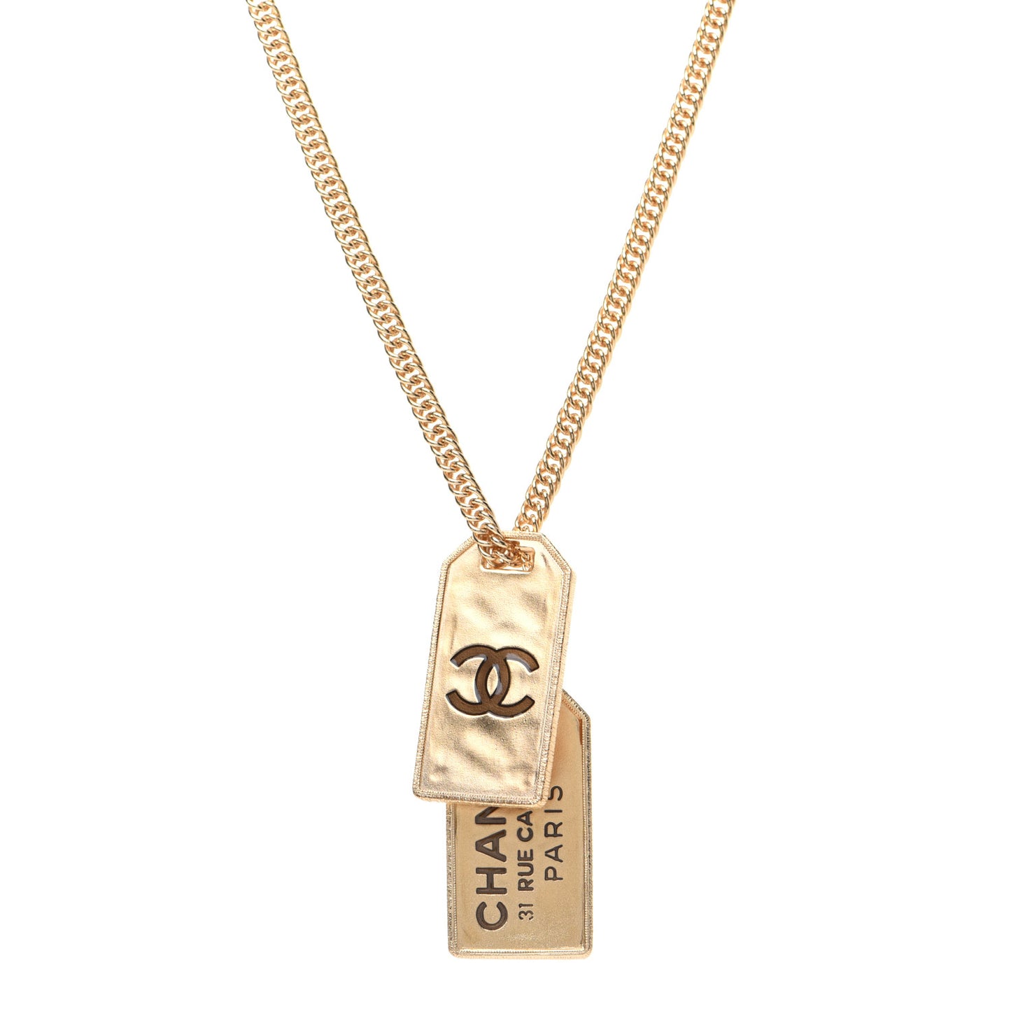 ID Dog Tag Charm Necklace Gold