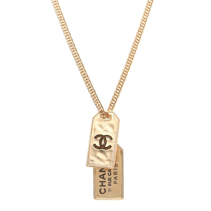 Chanel ID Dog Tag Charm Necklace Gold 1 of 6