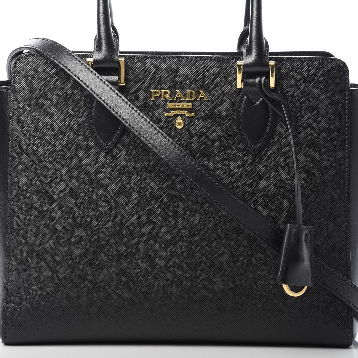 Prada Saffiano Soft Calfskin Small Zippered Tote Black 9 of 12