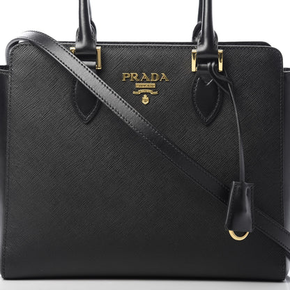 Prada Saffiano Soft Calfskin Small Zippered Tote Black 9 of 12