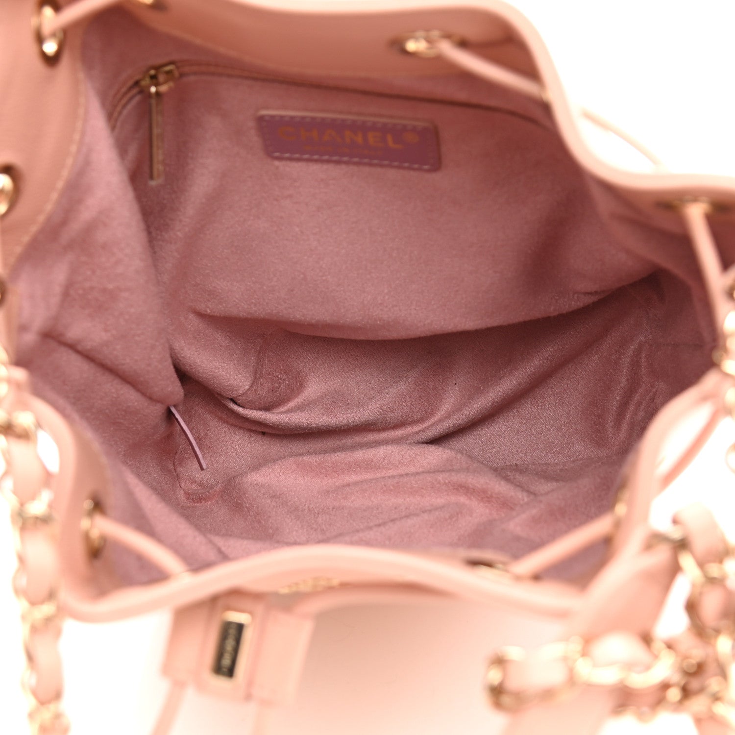 Chanel Caviar Deauville Drawstring Bucket Bag Light Pink 5 of 10