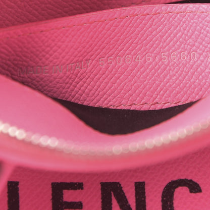 Balenciaga Signature Grained Calfskin Logo XXS Ville Top Handle Bag Acid Pink Black 9 of 9