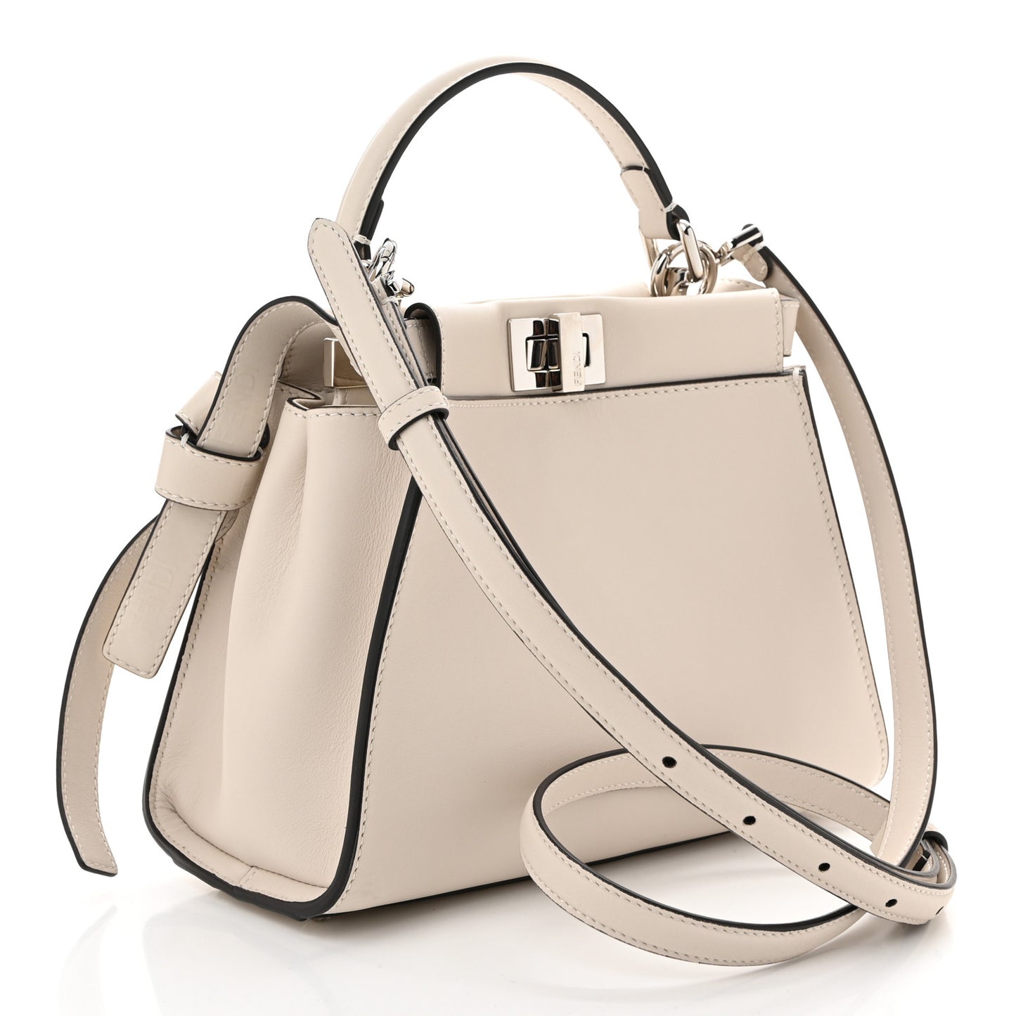 Vitello Seta Suede FF Mini Peekaboo Iconic Satchel Uovo Sigaro Marrone