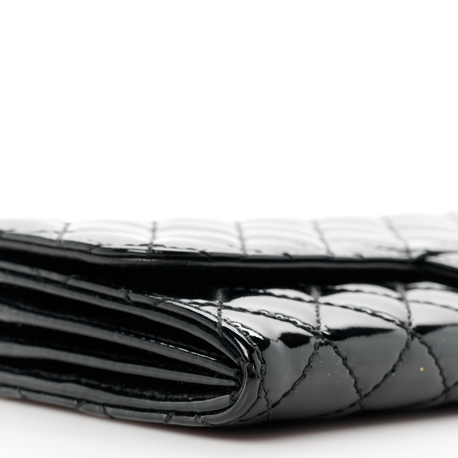 Chanel Patent Calfskin Quilted Flap Clutch With Chain Black 10 of 12
