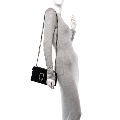 Gucci Velvet Skipper Crystal GG Monogram Small Dionysus Shoulder Bag Black Black Diamond 2 of 11