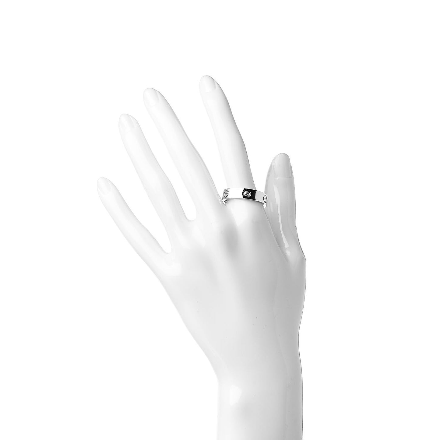18K White Gold 3 Diamond 5.5mm LOVE Ring 63 10.25