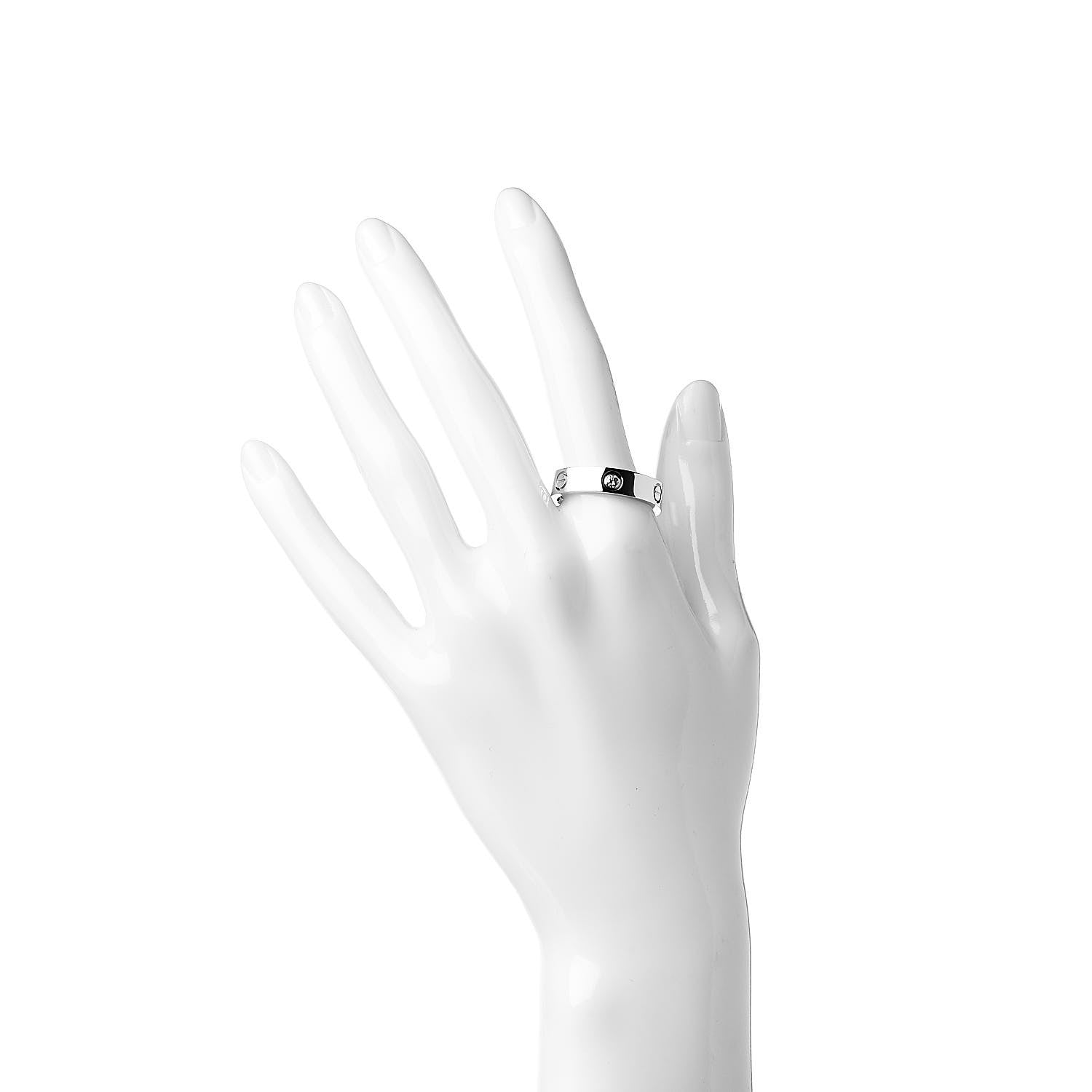 Cartier 18K White Gold 3 Diamond 5.5mm LOVE Ring 63 10.25 2 of 6