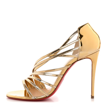 Christian Louboutin Specchio Norina 100 Sandals 37.5 Gold 1 of 12