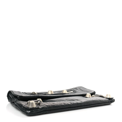 Balenciaga Agneau Giant 21 Silver Hardware Envelope Clutch Black 4 of 8