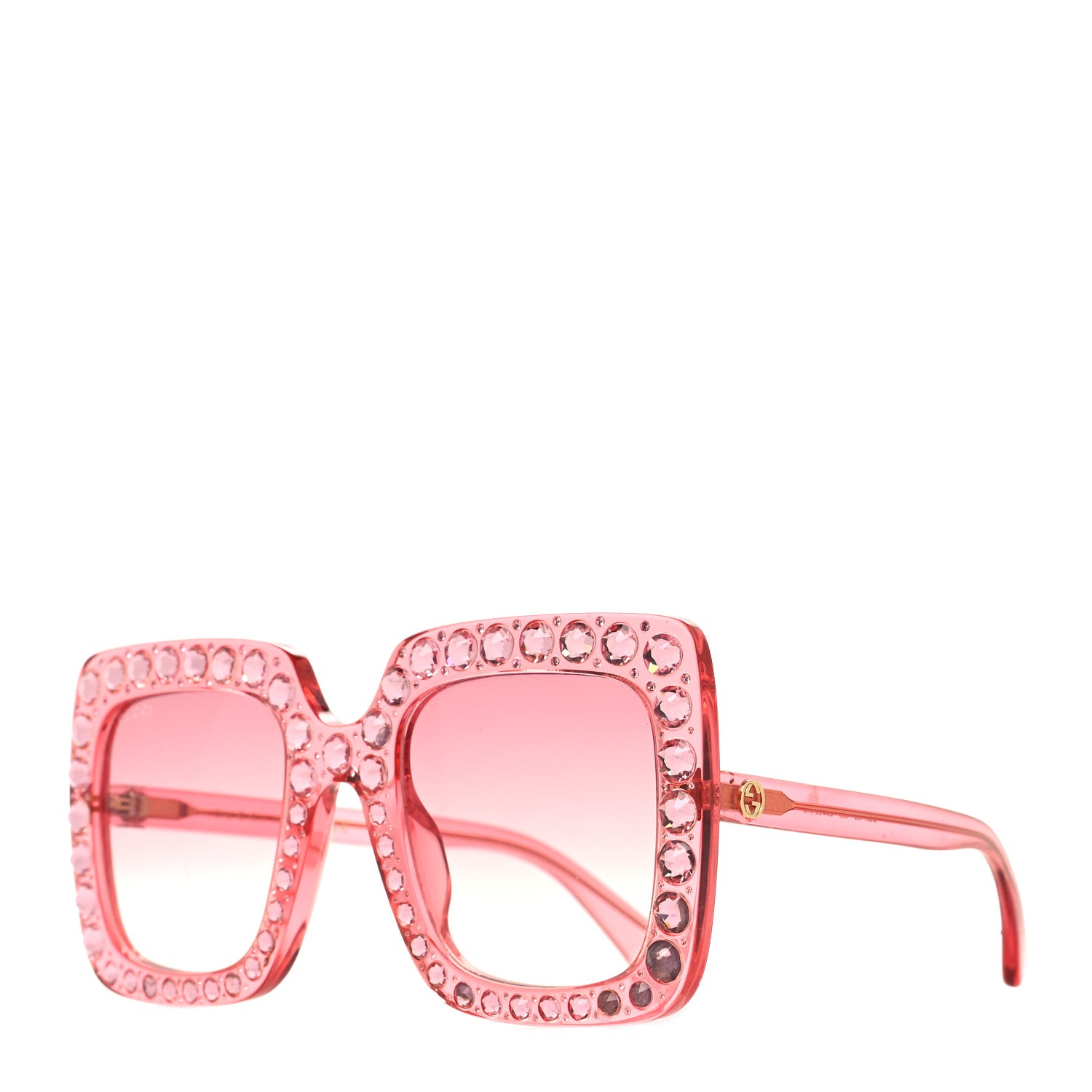 Gucci Acetate Crystal Oversize Sunglasses GG0148S Pink 1 of 8