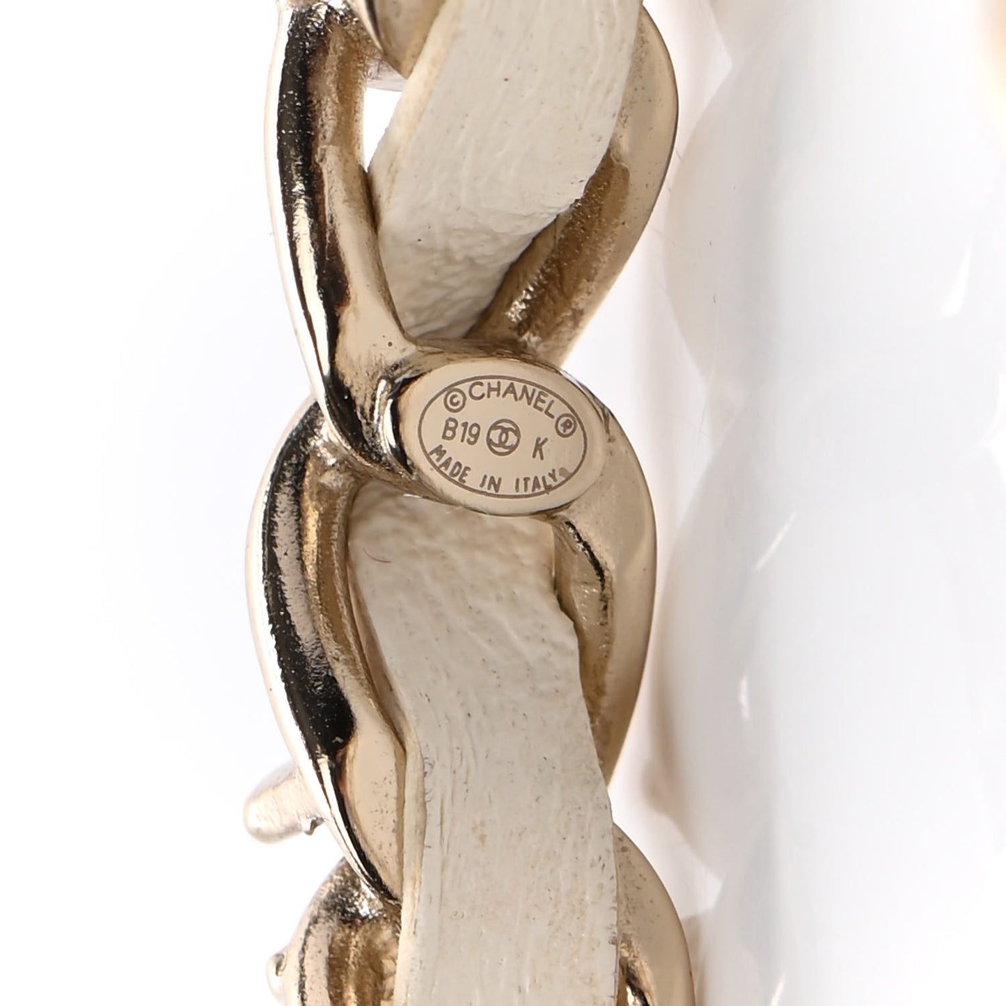 Lambskin Pearl More Is More CC Chain Hoop Earrings Matte Gold White