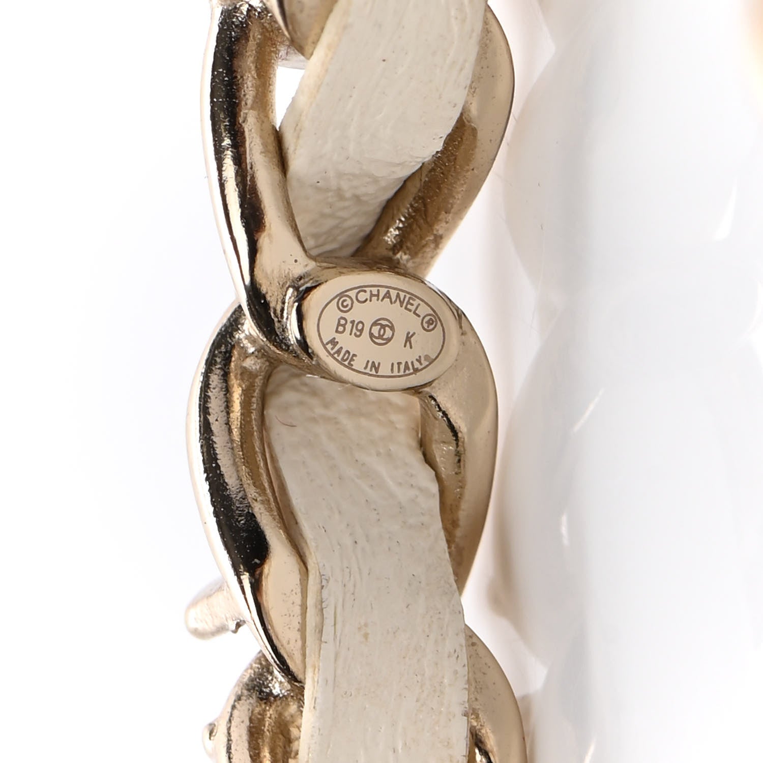 Chanel Lambskin Pearl More Is More CC Chain Hoop Earrings Matte Gold White 4 of 4