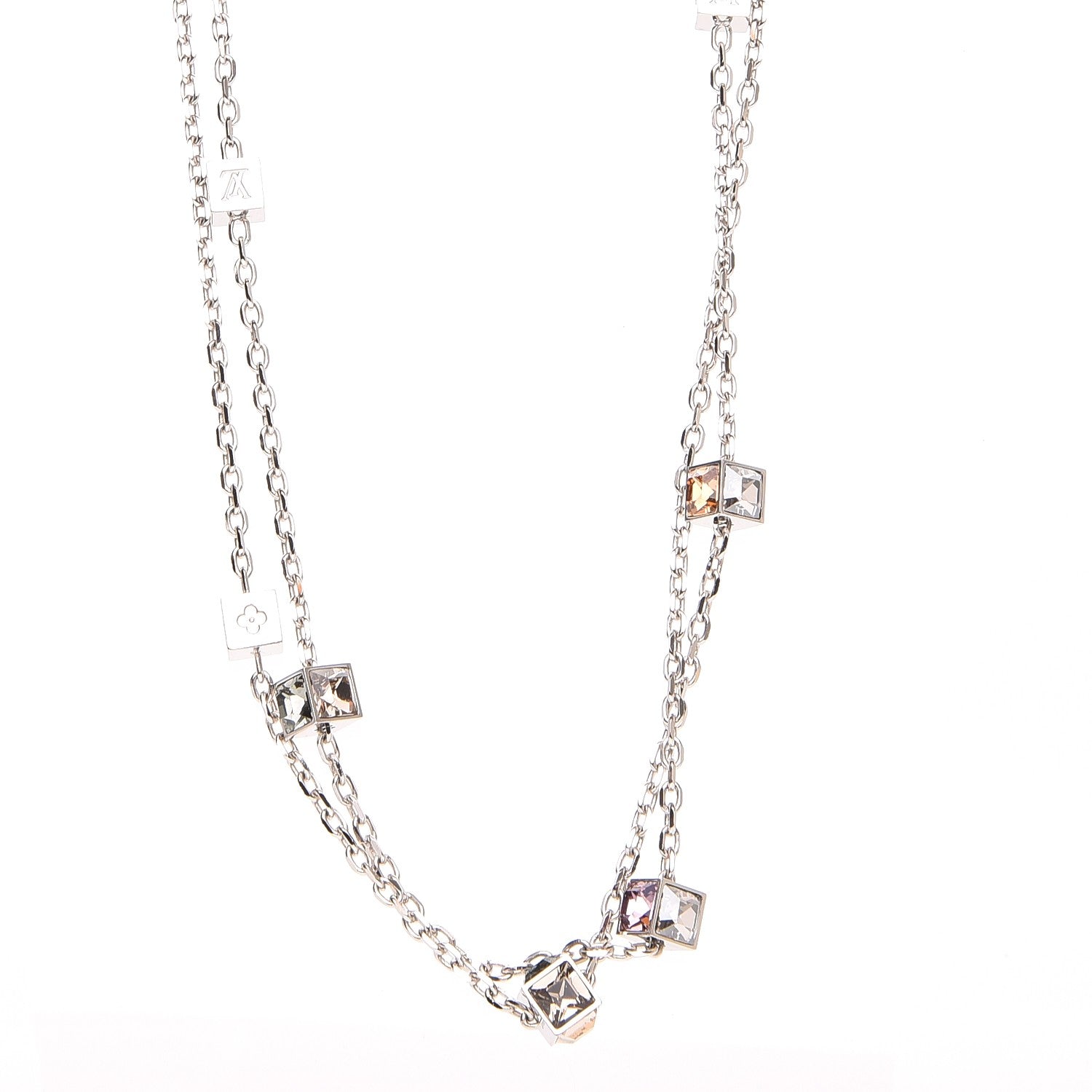 Louis Vuitton Swarovski Gamble Long Necklace Silver 1 of 6